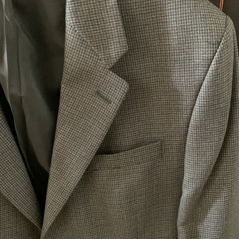 Ralph Lauren 42L Gray Houndstooth Wool Sport Coat Vtg 90s Union Made Teamster